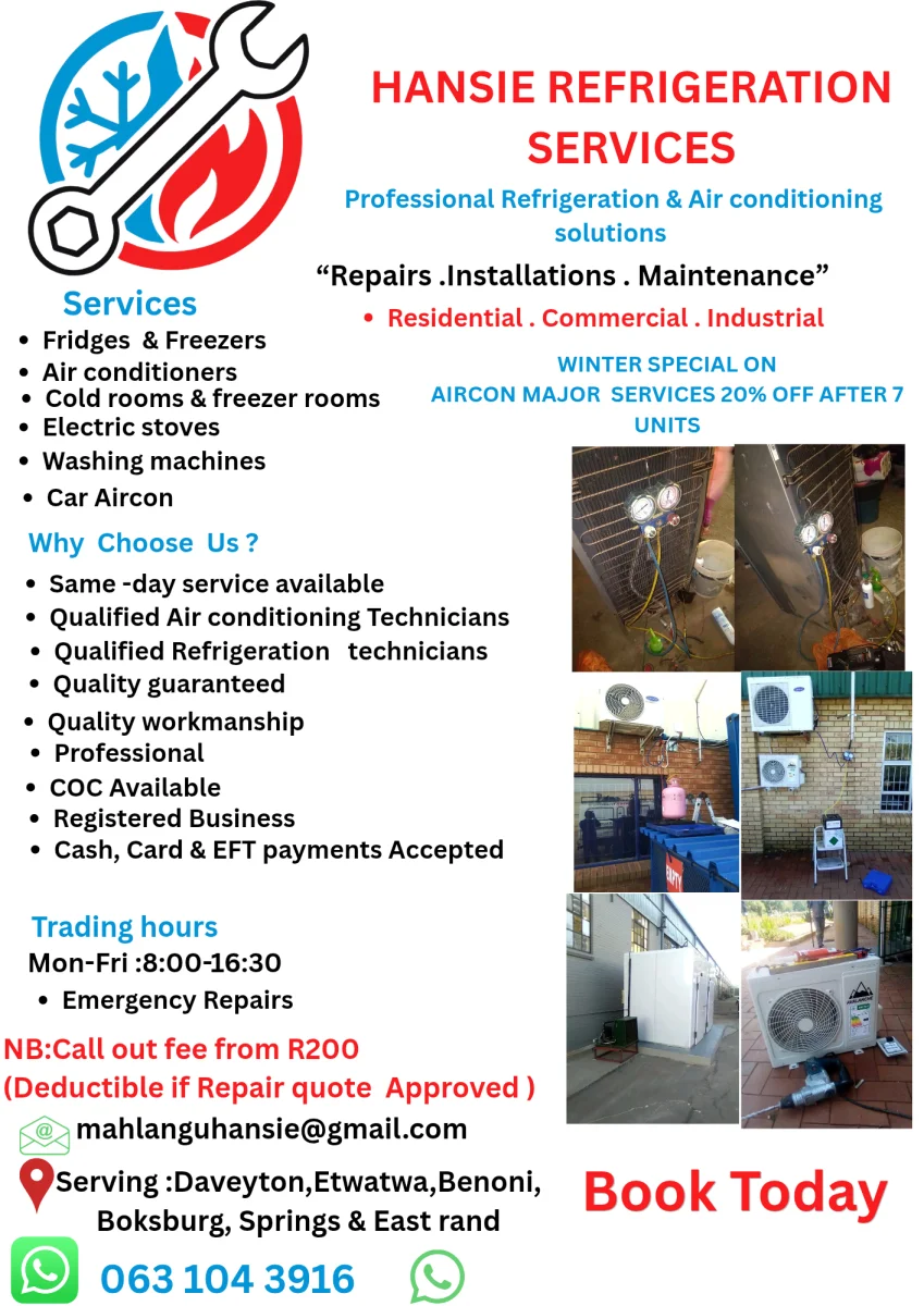 Hansie Refrigeration Services — work in the field